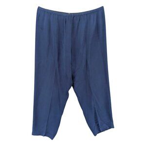 RTW Charleston Silk Pull On Pants Womens Blue High Rise Made in USA Sz XXL